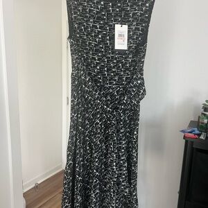 DKNY Black and White Geometric Dress